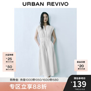 UR2025春季新款女裝簡約V領(lǐng)打攬收腰無袖連衣裙UYY750004 本白 L