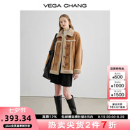 VEGA CHANG皮毛一體短外套女2025年秋冬寬松顯瘦曠野美拉德毛絨保暖夾克外套 布朗棕（長(zhǎng)款） S