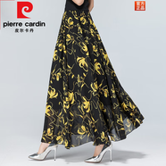 皮爾卡丹（pierre cardin）波西米亞半身裙女夏季顯瘦百搭高腰雪紡碎花松緊腰大擺仙長裙子 玉蘭黃花 XL