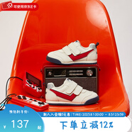 PONY波尼 男女青少年兒童 復(fù)古防滑耐磨低幫運動休閑板鞋魔術(shù)貼易穿脫 233K1SO51RD 白/紅 35碼 適合腳長約221~225mm