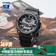 卡西歐（CASIO） 男表女表卡西歐手表男女情侶表學(xué)生時(shí)尚運動(dòng)表太陽(yáng)能雙顯電子表 AQ-S820W-1AVPF黑豹 太陽(yáng)能