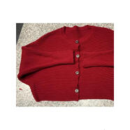 慵懶風(fēng)短款針織披肩寬松圓領(lǐng)蝙蝠袖毛衣女2025秋冬開(kāi)衫均碼 紅色