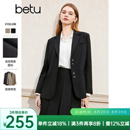 百圖betu女裝春季新款西裝氣質(zhì)小西服外套學(xué)院風(fēng)通勤西服2401T37 黑色 M