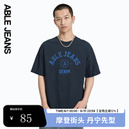 ABLE JEANS男短袖男t恤夏季復(fù)古字體百搭logo印花街頭短袖男t恤 星際藍(lán)【預(yù)計(jì)8月22日發(fā)貨】 M