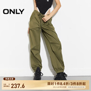 ONLY【七夕禮物】休閑運動(dòng)風(fēng)寬松長(cháng)款直筒束腳休閑褲女|125114017 E05 灰橄欖綠 2XL (180) 80A