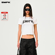SMFK金屬搖滾修身Tee短袖t恤歐美字母印花短款上衣女DT010B2/W2/LG2 雪山白 M