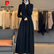 皮爾卡丹（pierre cardin）2025秋冬季新款高端針織連衣裙女半開(kāi)拉鏈中長(cháng)款針織衫過(guò)膝長(cháng)裙 黑色 收藏關(guān)注優(yōu)先發(fā)貨 S 80-90斤