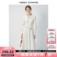 VEGA CHANG連衣裙女2025年秋季新款鏤空設(shè)計(jì)通勤百搭白色連衣裙 天使白 S