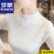 羅蒙（ROMON）羊毛衫春裝半高領(lǐng)毛衣打底衫女長(cháng)袖短款線(xiàn)衣秋冬套頭百搭修身緊身 官方旗艦白色 M 建議90-105斤