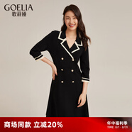 歌莉婭（GOELIA）小香風(fēng)連衣裙穿搭顯瘦高級感氣質(zhì)七分袖A型裙108R4G820 00B黑色 L