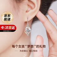 mini&yaya足銀耳環(huán)女士長(zhǎng)款耳墜耳飾品女生日七夕情人節(jié)禮物送女友老婆實(shí)用 999足銀耳環(huán)【莫桑石】