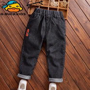 G.DUCKKIDS童裝男童牛仔長(zhǎng)褲2025春秋裝新款中大童時(shí)尚寬松版男孩子韓版褲潮 黑色【牛仔單褲】 120 【建議身高1米2左右】