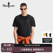比音勒芬2025夏季新款透氣圓領防曬短袖T恤休閑簡約親膚男士上衣日常通勤 07黑色 XL （110）