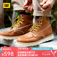 CAT卡特馬丁靴工裝靴子男鞋牛皮戶(hù)外美式復古機車(chē)靴P721411M3EDC36 棕黃 44