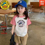 G.DUCKKIDS品牌童裝女童米奇米老鼠插肩短袖t恤夏裝童裝男童夏季兒童小寶寶 粉色短袖[插肩圈圈米奇] 110cm建議35斤內(nèi) 均碼