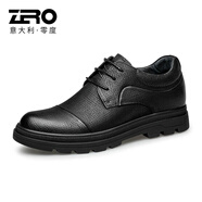 零度Zero官方皮鞋男2025新款舒適寬楦商務(wù)休閑鞋頭層牛皮寬腳大頭鞋 黑色93331（偏大一碼） 43