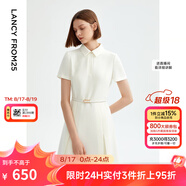 朗姿【尖貨補(bǔ)單】黑白色顯瘦輕禮服襯衫連衣裙女夏新款復(fù)古小黑裙裙子 白色2 L 165/84A