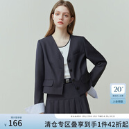 范思藍恩23FS11064 西裝套裝女春秋短款休閑西服外套半身裙兩件套 浮巖灰外套 XS