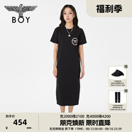 BOY LONDON【夏日畫(huà)廊】夏女士長(cháng)裙顯瘦開(kāi)叉寬松黑色連衣裙W17703 黑色 XS
