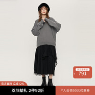 moussy&sly新品甜美日系風(fēng)面料拼接衛衣連衣裙女038HAL33-0311 黑色020 均碼 00020/F