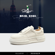 薩拉維夫男鞋小白鞋男年夏季新款透氣運動(dòng)休閑鞋男士厚底增高板鞋高爾夫鞋 白色 38 按正常板鞋碼數拍