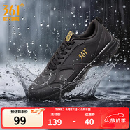 361°運動鞋男鞋秋季透氣網(wǎng)面跑鞋黑色通勤輕質(zhì)戶外慢跑步鞋 曜石黑/皇冠金【皮革面防潑水】 44