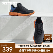 斯凱奇（Skechers）男鞋夏季百搭休閑鞋運動(dòng)鞋一腳蹬減震舒適透氣網(wǎng)面鞋 黑色/海軍藍色/65867-BKNV 44