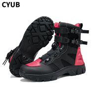 CYUB真皮騎行靴男女摩托防水越野拉力鞋機(jī)車裝備防風(fēng)雨 1128黑紅 按平時(shí)運(yùn)動(dòng)鞋碼拍 40