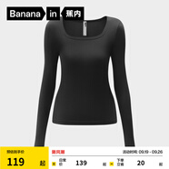 蕉內(nèi)（Bananain）【明星同款】熱皮501+女士保暖衣內(nèi)搭長袖T恤肌底衣打底衫秋冬 【方領(lǐng)】黑色 L