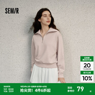 Semir衛(wèi)衣女純色半開襟衣服溫柔百搭秋休閑風(fēng)寬松落肩套頭衫ins潮 夢(mèng)幻粉60394 L