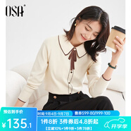 歐莎（OSA）千金小香風(fēng)減齡內(nèi)搭娃娃領(lǐng)針織衫2025秋新款打底衫毛衣女上衣氣質(zhì) 杏色A 2XL