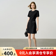 顏域小香風(fēng)短款連衣裙女夏裝2025新款輕奢高級(jí)感顯瘦名媛氣質(zhì)裙子 黑色 M