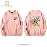 Ollymurs歐美動漫貓和老鼠卡通時尚圓領(lǐng)套頭衛(wèi)衣運動保暖外套情侶裝閨蜜裝 皮粉色1 S 薄款