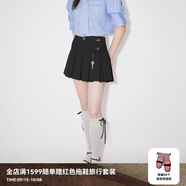 RE'VAN芮范新品設計師款質感不對稱腰帶百褶裙RM31501279 黑色 S 36