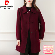 皮爾卡丹（pierre cardin）雙面大衣女中長(cháng)款小個(gè)子中年媽媽高端洋氣毛呢外套2025新秋冬 瑪莎紫 S 建議85-105斤