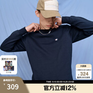 Champion冠軍情侶裝衛衣秋季新款棉質(zhì)純色基礎長(cháng)袖T恤 藏青色 2XL