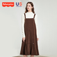 費雪孕婦套裝2025新款秋季打底衫背帶連衣裙高級感孕媽秋冬裝穿搭 摩卡棕背帶裙 L【120-140斤適穿】