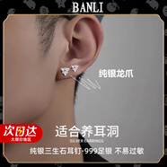 半粒純銀耳釘999足銀男養耳洞耳骨釘鉆石新潮流小眾設計高級個(gè)性耳飾 一對價(jià)純銀三生石【999足銀】