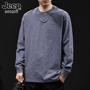 JEEP SPIRIT正品吉普高端長(cháng)袖t恤男竹節棉2026春夏新款純棉百搭休閑衣服男 W9620深灰T恤 XL 碼 合適145-160斤