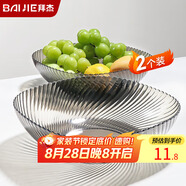 拜杰水果盤(pán)零食盤(pán)家用果盤(pán)客廳干果盤(pán)托盤(pán)糖果堅果盤(pán)透明黑2只裝