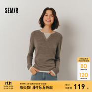 森馬（Semir）毛衣女短款假兩件含羊毛針織衫2024冬季新款修身保暖軟糯v領(lǐng)內(nèi)搭 白咖色調(diào)00415 M /155/80A