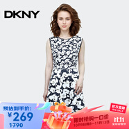 唐可娜兒（DKNY）【京東奧萊】圓領(lǐng)無(wú)袖印花連衣裙女夏季新款時(shí)尚顯瘦氣質(zhì)中長(zhǎng)裙W1 W1312Z08-010 S