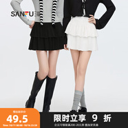 三福短裙2025秋季防走光內(nèi)襯雙層荷葉擺蛋糕裙女裝495479 白色 L