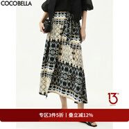 COCOBELLA南法風(fēng)圍裹式綁帶半身裙女復古波普印花長(cháng)裙HS3022 波普 S