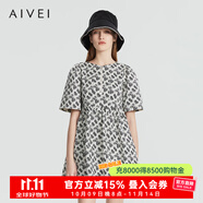 AIVEI欣賀艾薇秋冬商場(chǎng)同款法式田園五分袖碎花連衣裙P750602A 白色 S