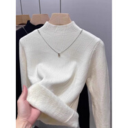 GOCHIEI半高領(lǐng)加厚連體貂絨針織底衫2025秋冬女式針織衫新款保暖內上裝 白色[樹(shù)皮款] M [95--110斤]