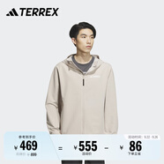 adidas舒適加絨戶(hù)外運(yùn)動(dòng)連帽軟殼衣男裝秋冬阿迪達(dá)斯官方TERREX   淺卡其/淺灰   L