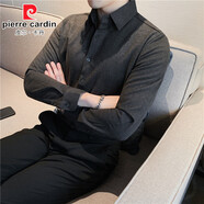 皮爾卡丹（pierre cardin）輕襯衣質(zhì)感毛呢針織襯衫磨毛長(cháng)袖男士秋冬修身厚 灰色 M