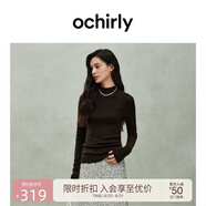 歐時力OCHIRLY 可機洗進口100%美麗諾羊毛毛衣女無縫一體高級感 深啡 L