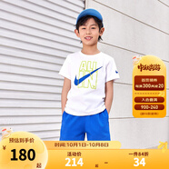 NIKE  3BRAND 耐克男女童純棉短袖T恤+短褲2件套裝夏季新款短袖套裝 奧海藍(lán)（1259） 150 /72 【建議身高140-152cm】
